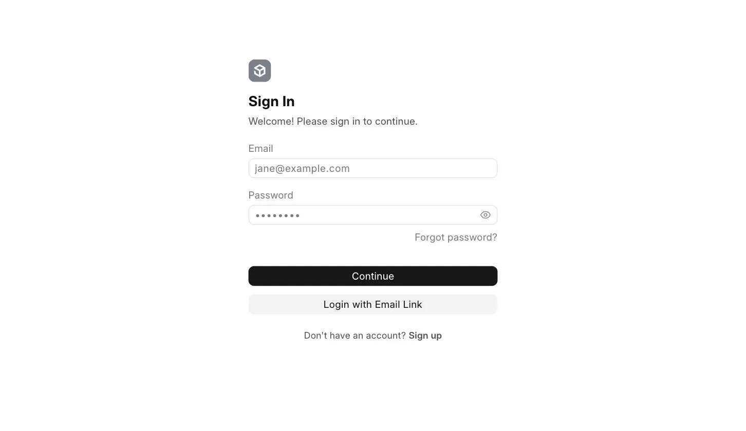 Login page
