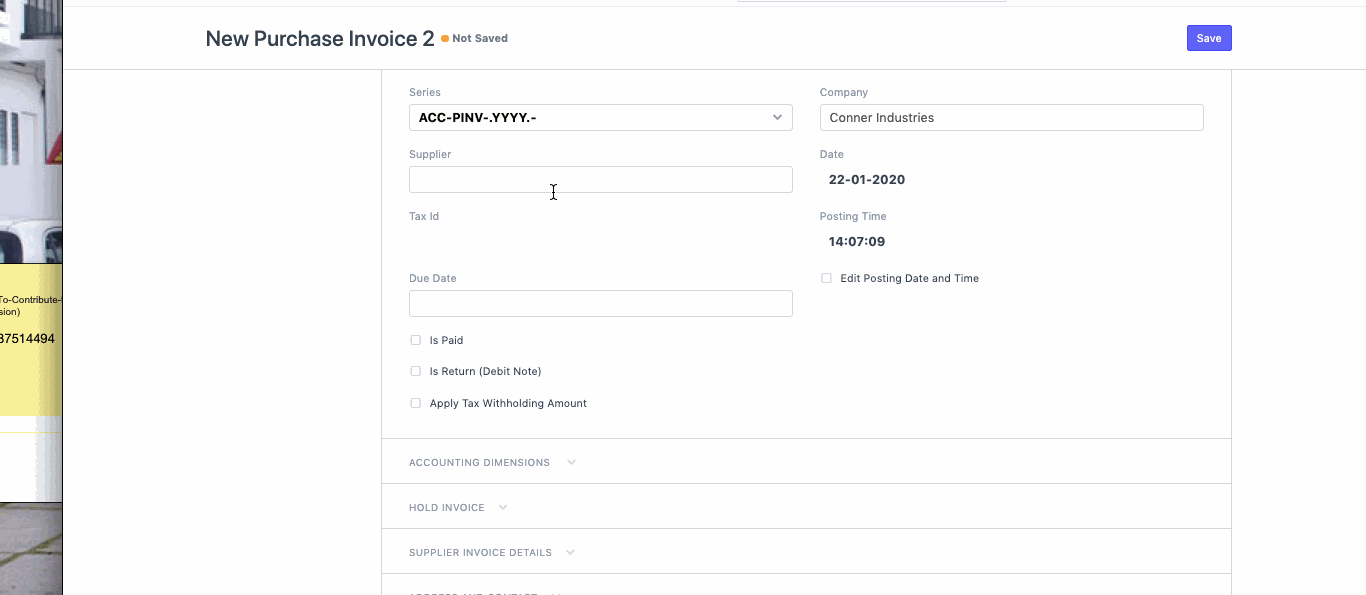 ภาพประกอบ Purchase invoice for Services จาก ERPNext