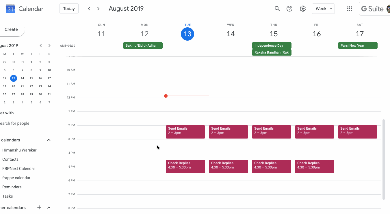 ภาพประกอบ Google Calendar Integration จาก ERPNext