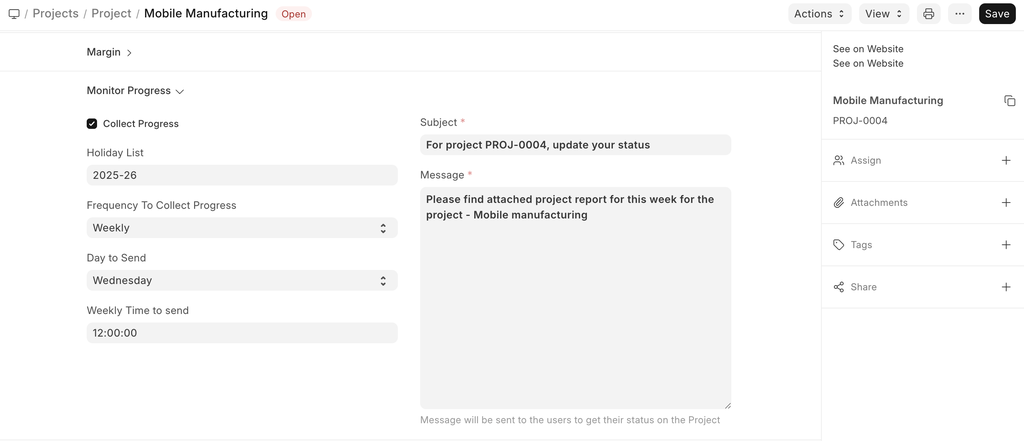 ภาพประกอบ Projects จาก ERPNext