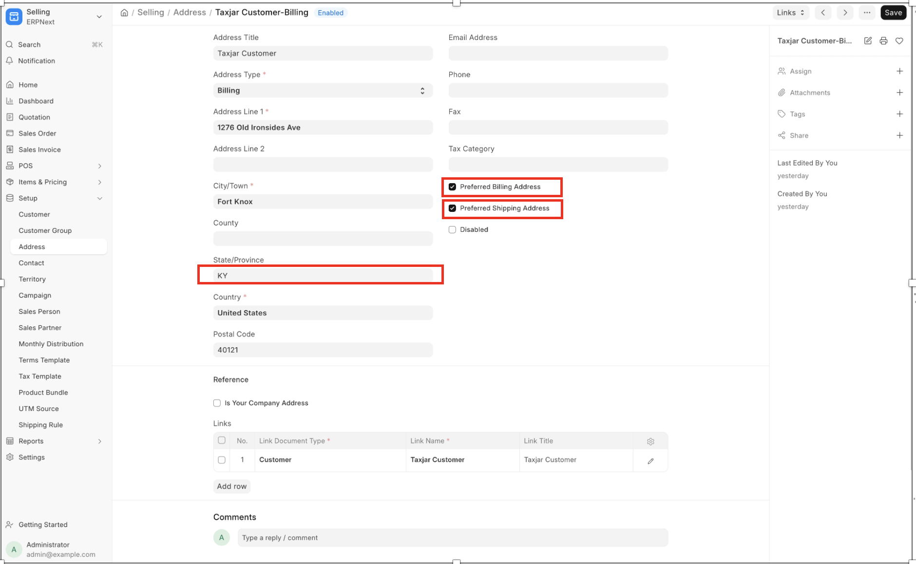 ภาพประกอบ Taxjar Integration จาก ERPNext