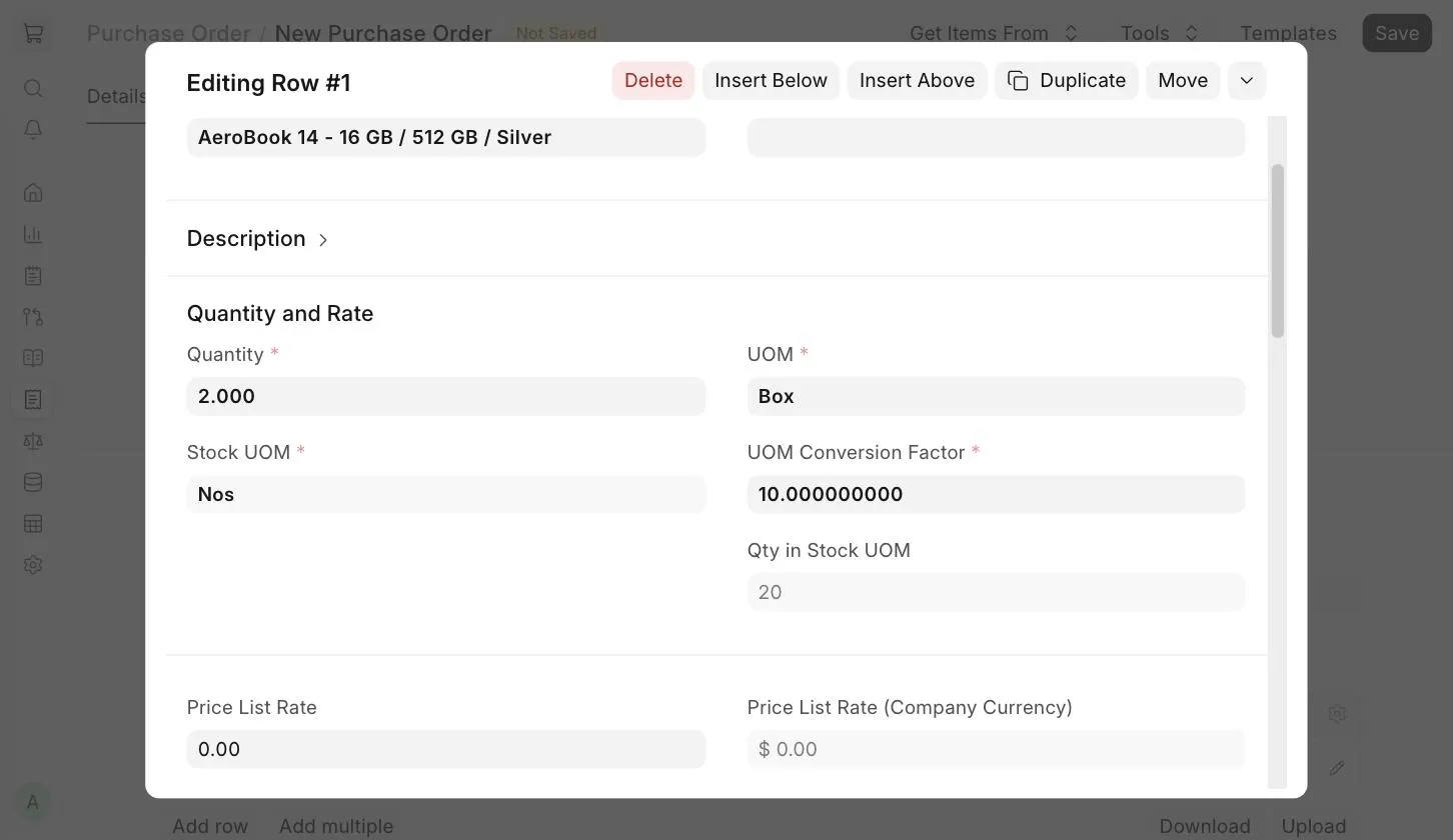 UOM Conversion in Purchase Order