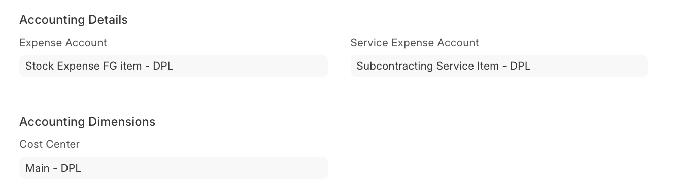 ภาพประกอบ Subcontracting จาก ERPNext