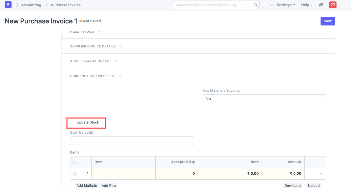 ภาพประกอบ Landed cost Voucher จาก ERPNext