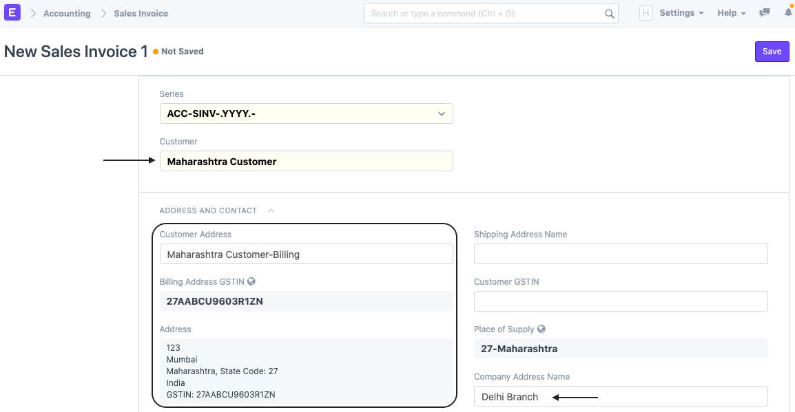 ภาพประกอบ GST for multiple branches จาก ERPNext