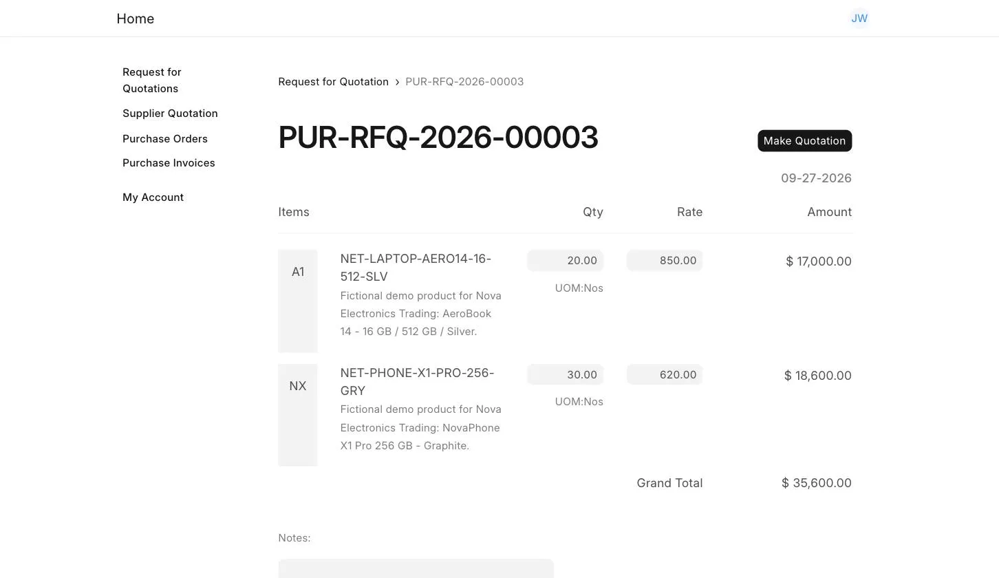 Supplier Portal - Request for Quotation
