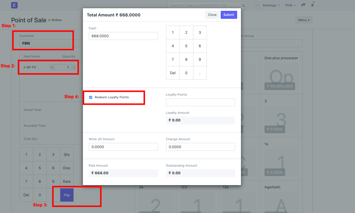 ภาพประกอบ Loyalty points redemption in POS จาก ERPNext