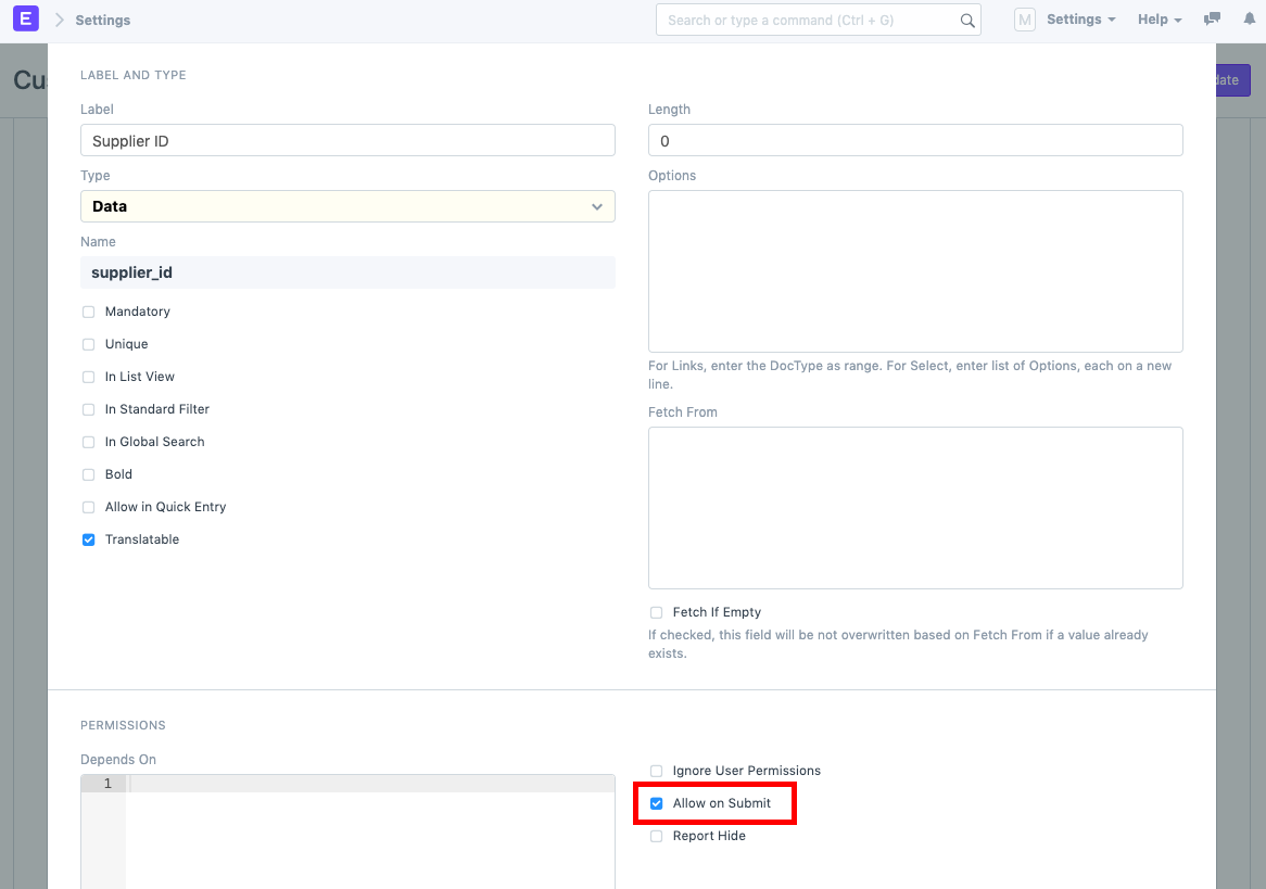 ภาพประกอบ Edit a Field after Submission จาก ERPNext