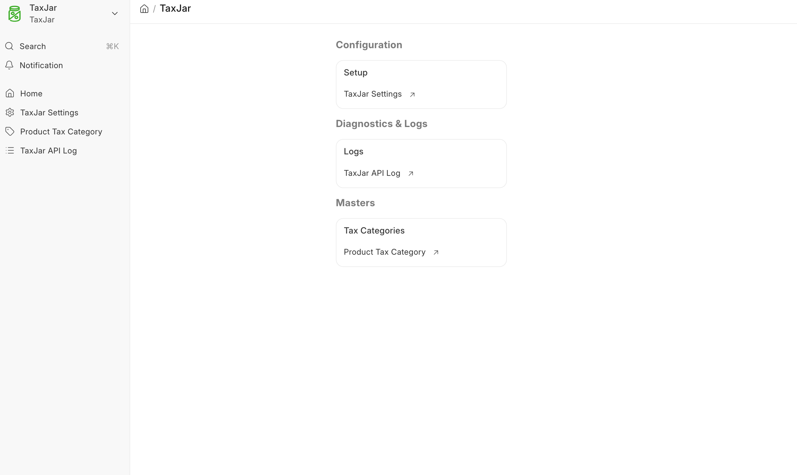 ภาพประกอบ Taxjar Integration จาก ERPNext