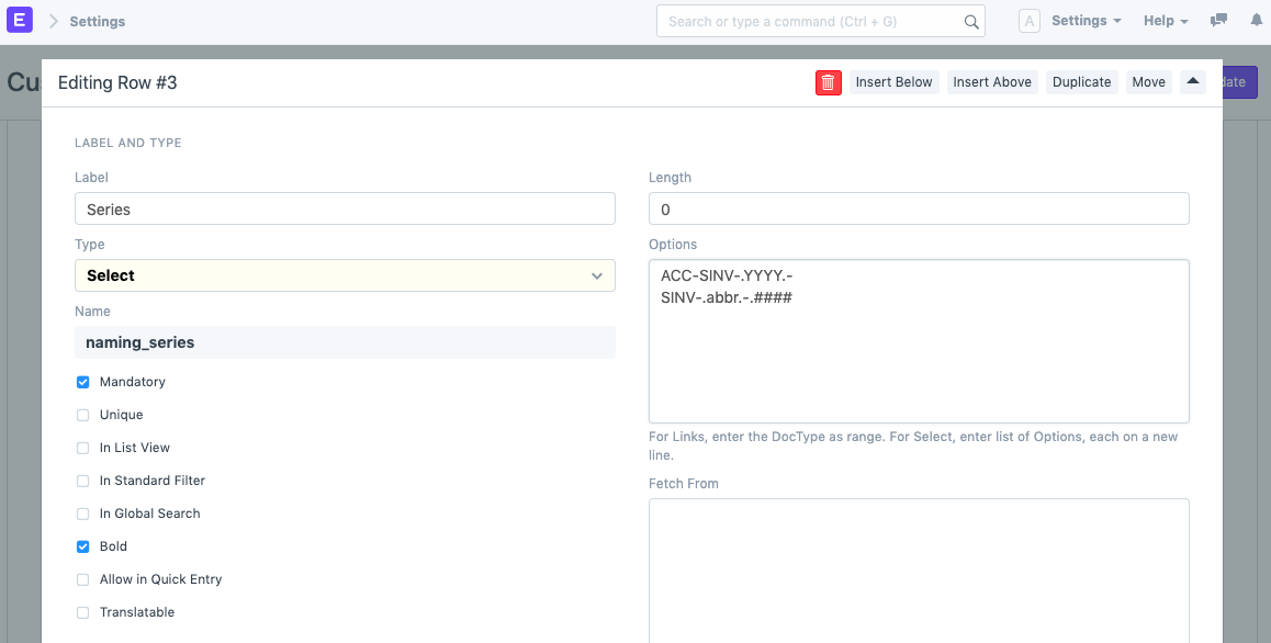 ภาพประกอบ Company-wise Naming Series จาก ERPNext