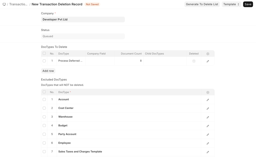 ภาพประกอบ Delete Company Transactions จาก ERPNext