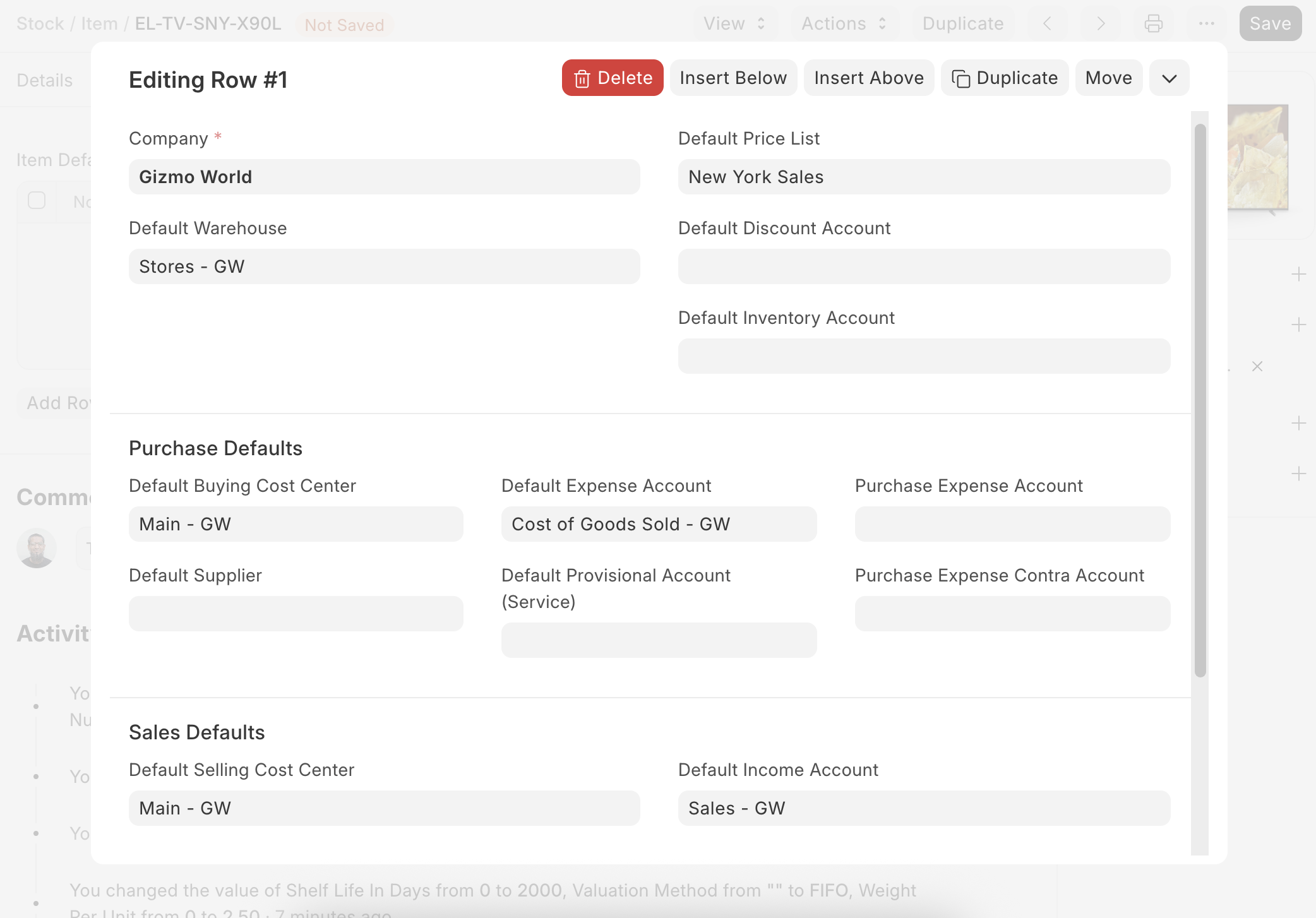 ภาพประกอบ Item จาก ERPNext