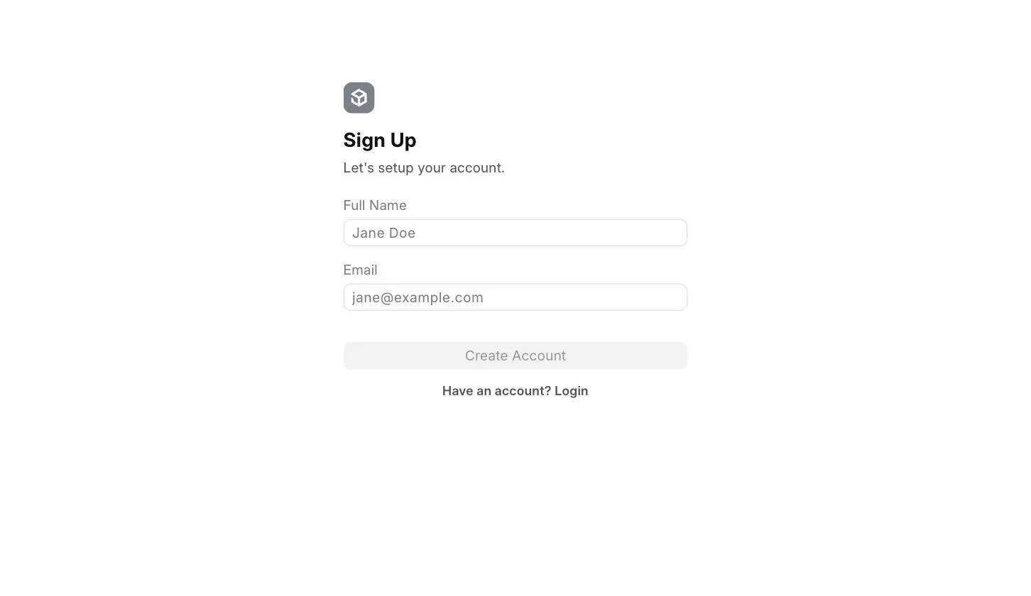 Sign Up page