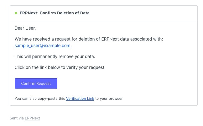ภาพประกอบ Personal Data Deletion จาก ERPNext