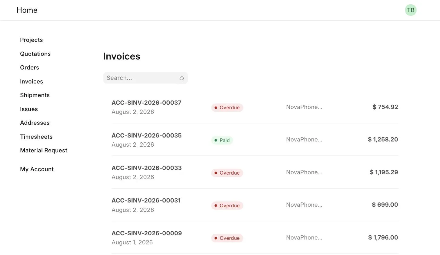 Invoices on the Customer Portal