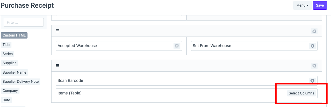 ภาพประกอบ Customize tables within your Print Format Builder จาก ERPNext