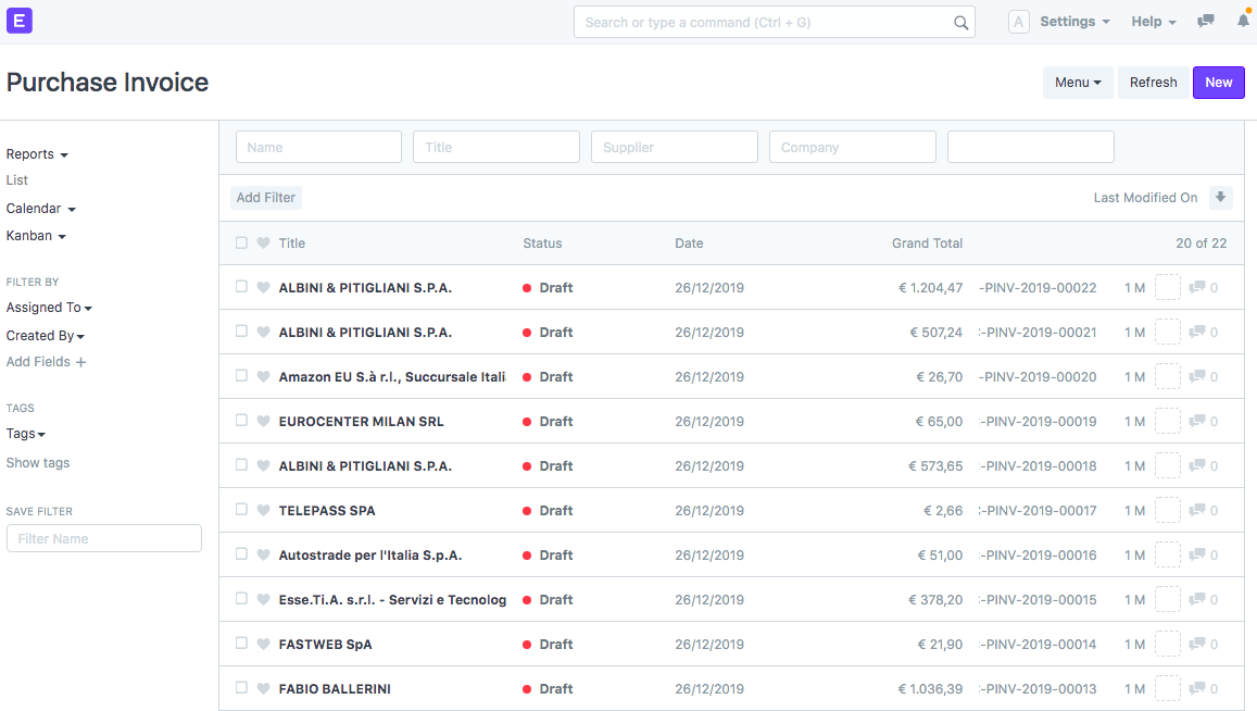 ภาพประกอบ Importing e-Invoice from Supplier จาก ERPNext
