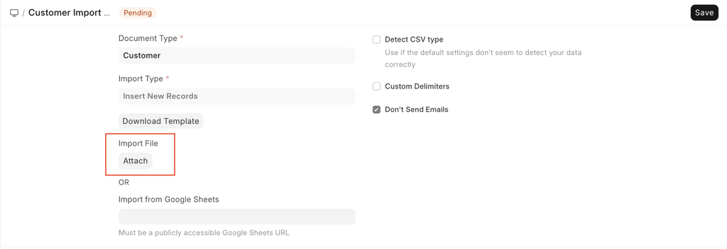ภาพประกอบ Data Import จาก ERPNext