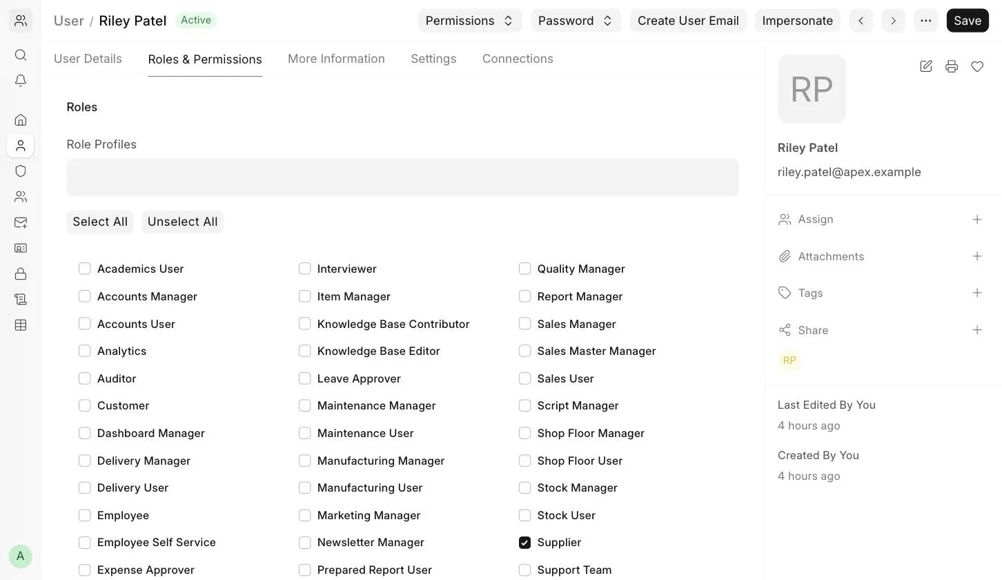 Supplier user with the Supplier role