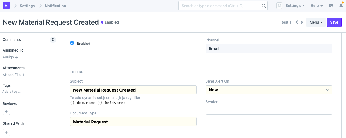 ภาพประกอบ Include Document Link in Notification Email จาก ERPNext