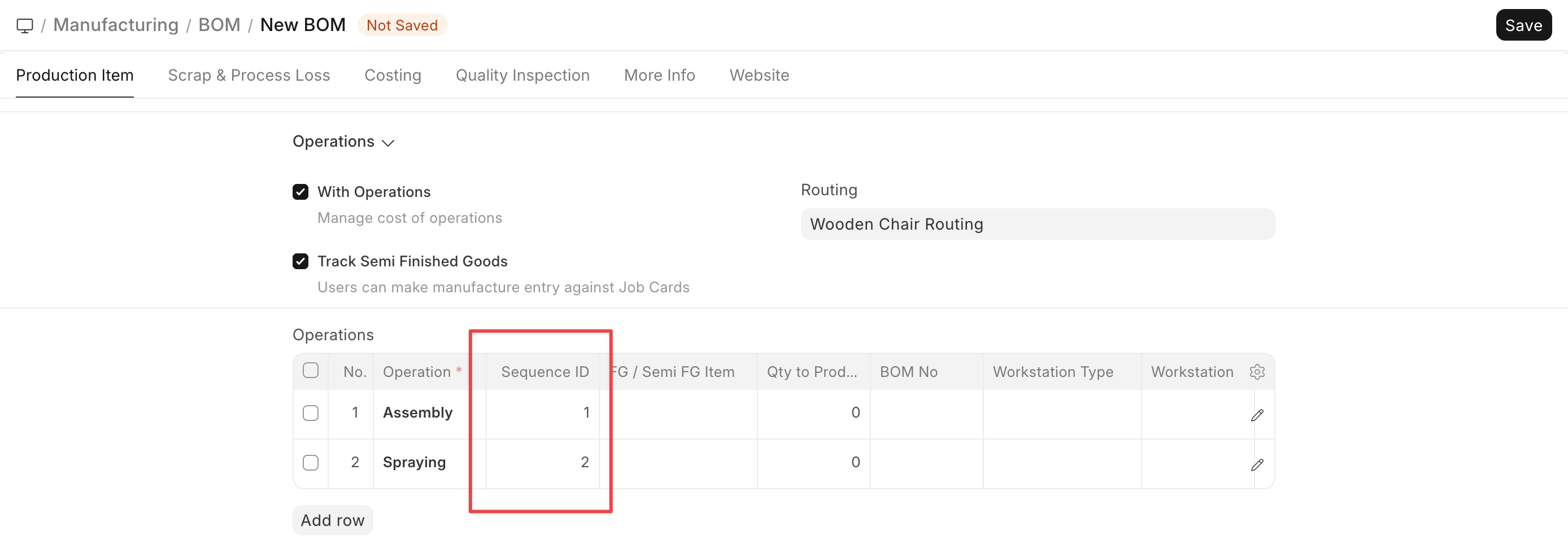 ภาพประกอบ Routing จาก ERPNext