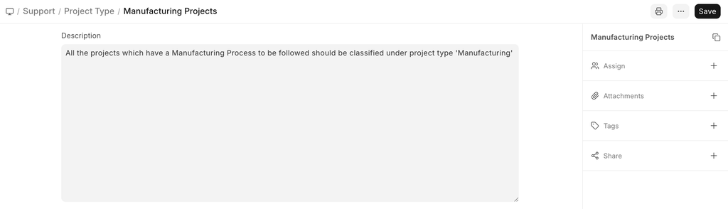 ภาพประกอบ Project Type จาก ERPNext