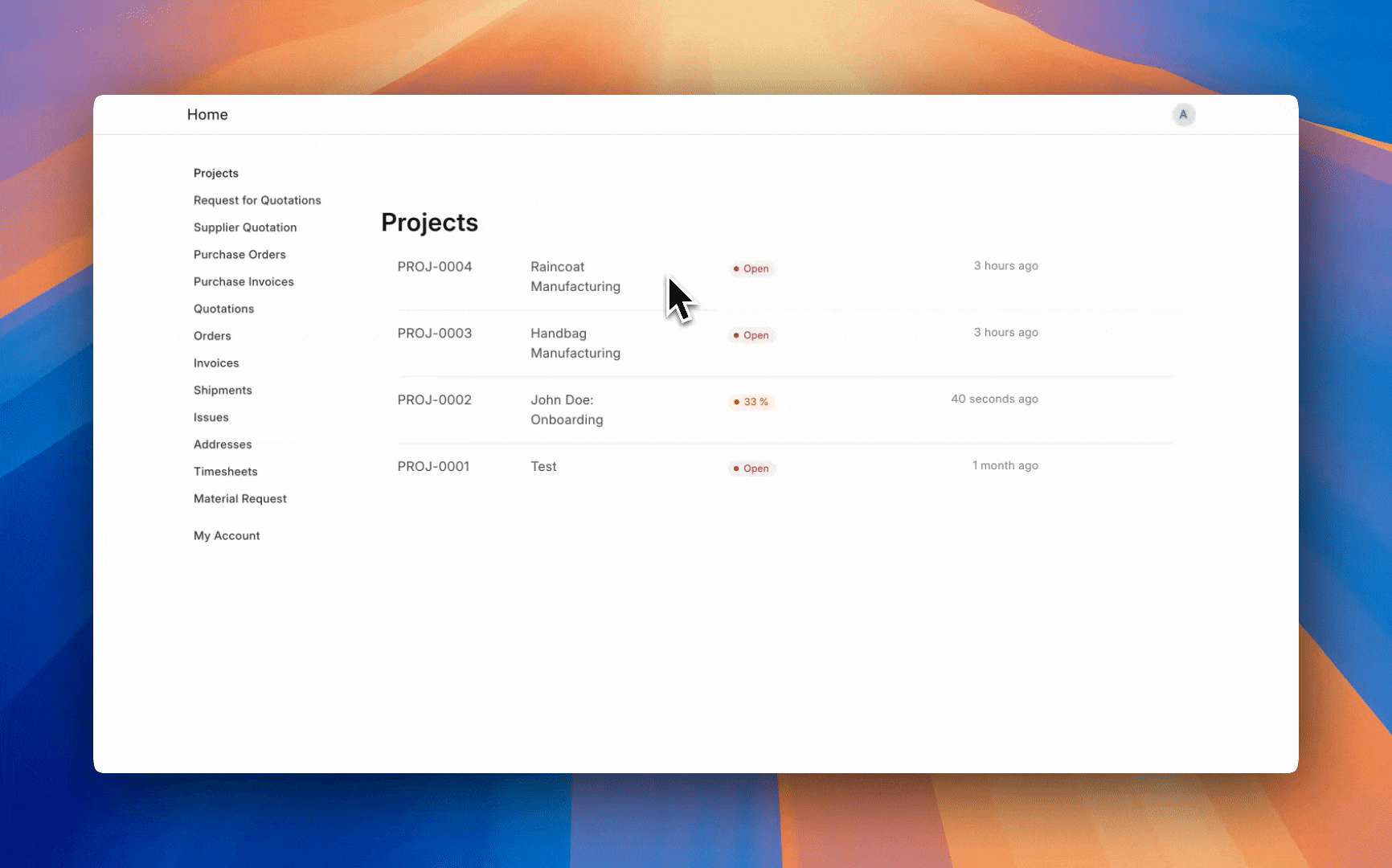 ภาพประกอบ Project from Customer Portal จาก ERPNext
