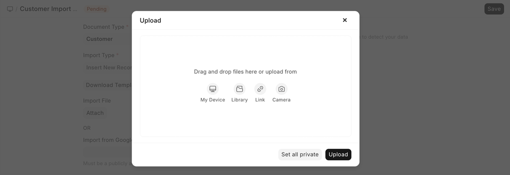 ภาพประกอบ Data Import จาก ERPNext