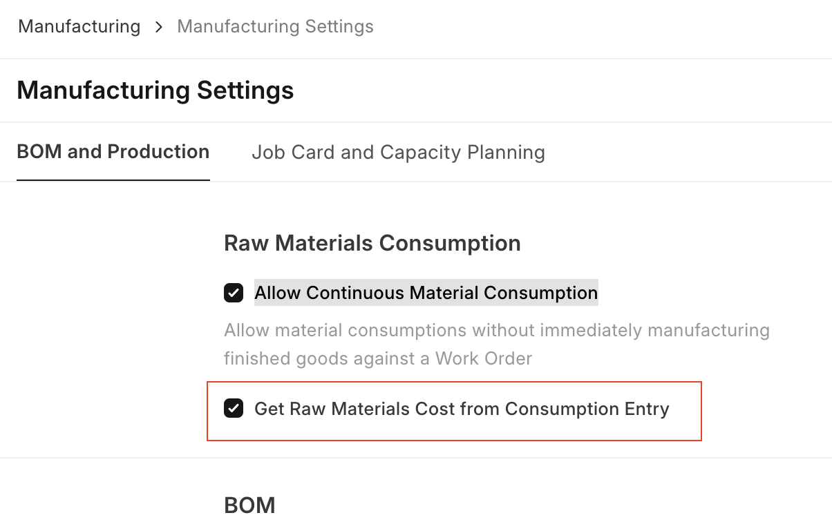 ภาพประกอบ Manufacturing Settings จาก ERPNext