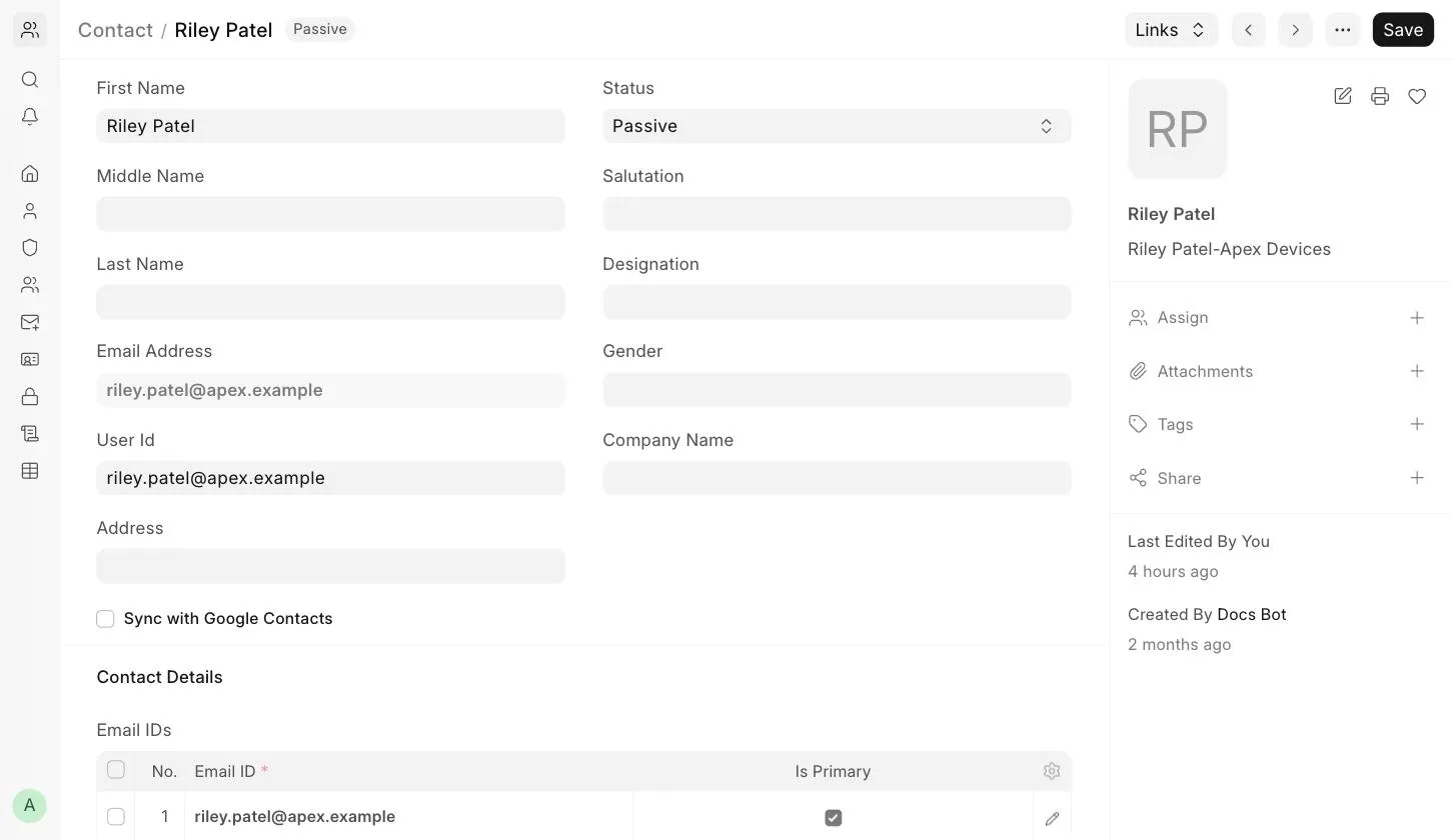 Supplier Contact with User Id