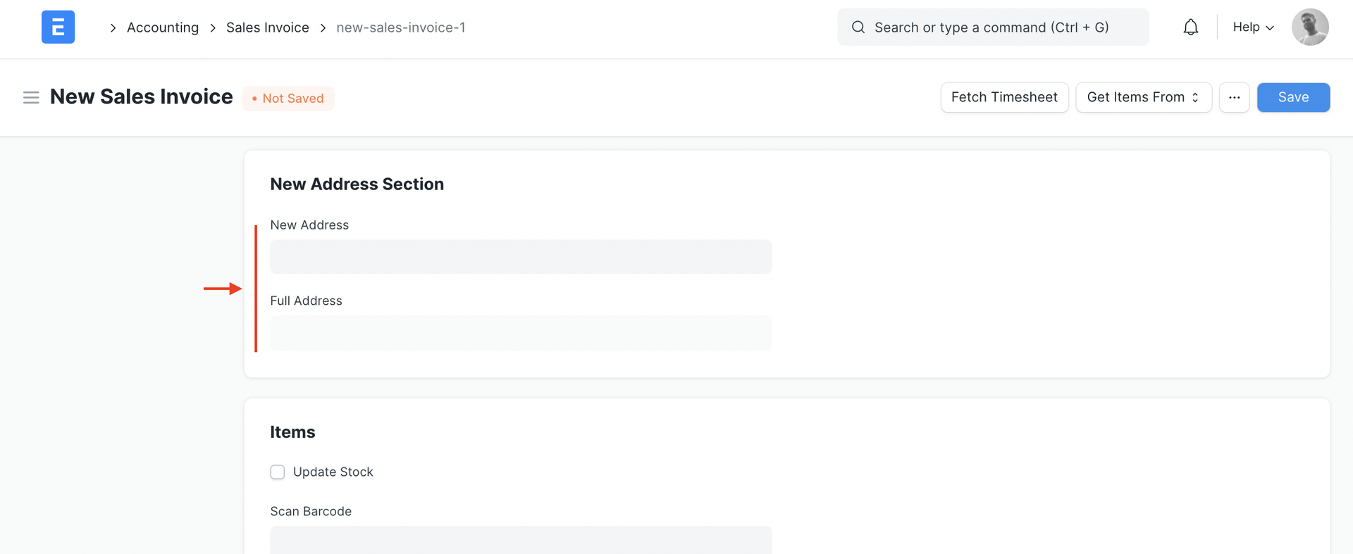 ภาพประกอบ Fetch the entire address text on a custom field จาก ERPNext