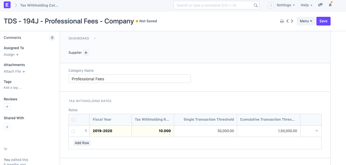ภาพประกอบ TDS Setup for India จาก ERPNext