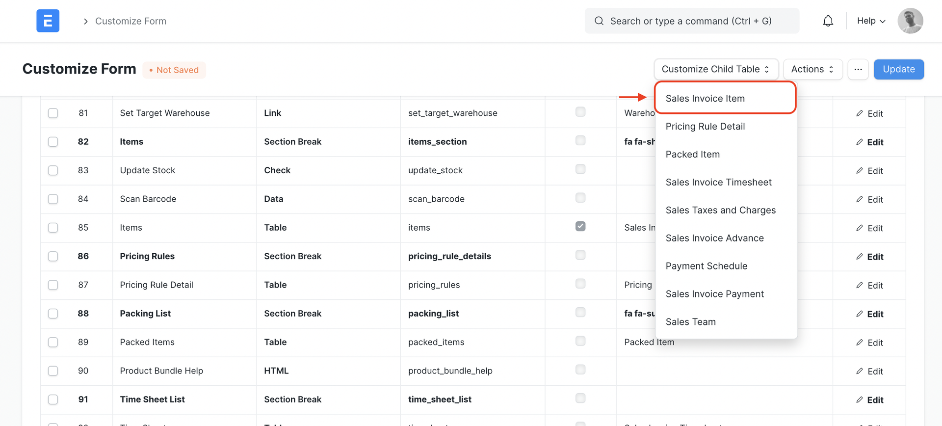ภาพประกอบ Fetch child table values using Jinja tags จาก ERPNext
