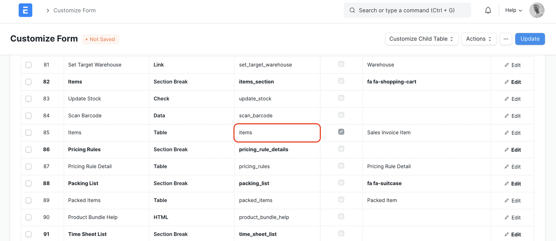 ภาพประกอบ Fetch child table values using Jinja tags จาก ERPNext