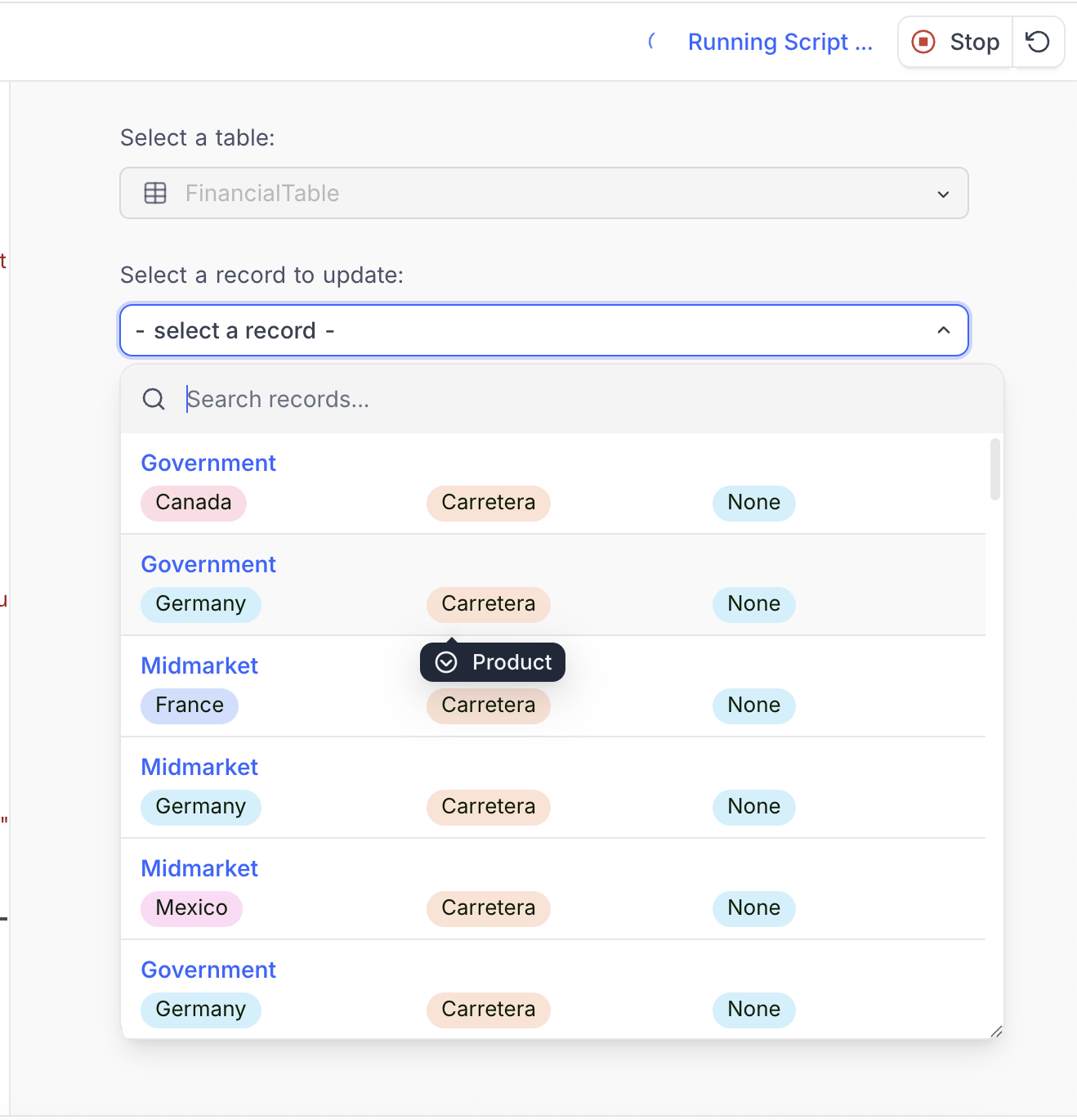 Record Input Example
