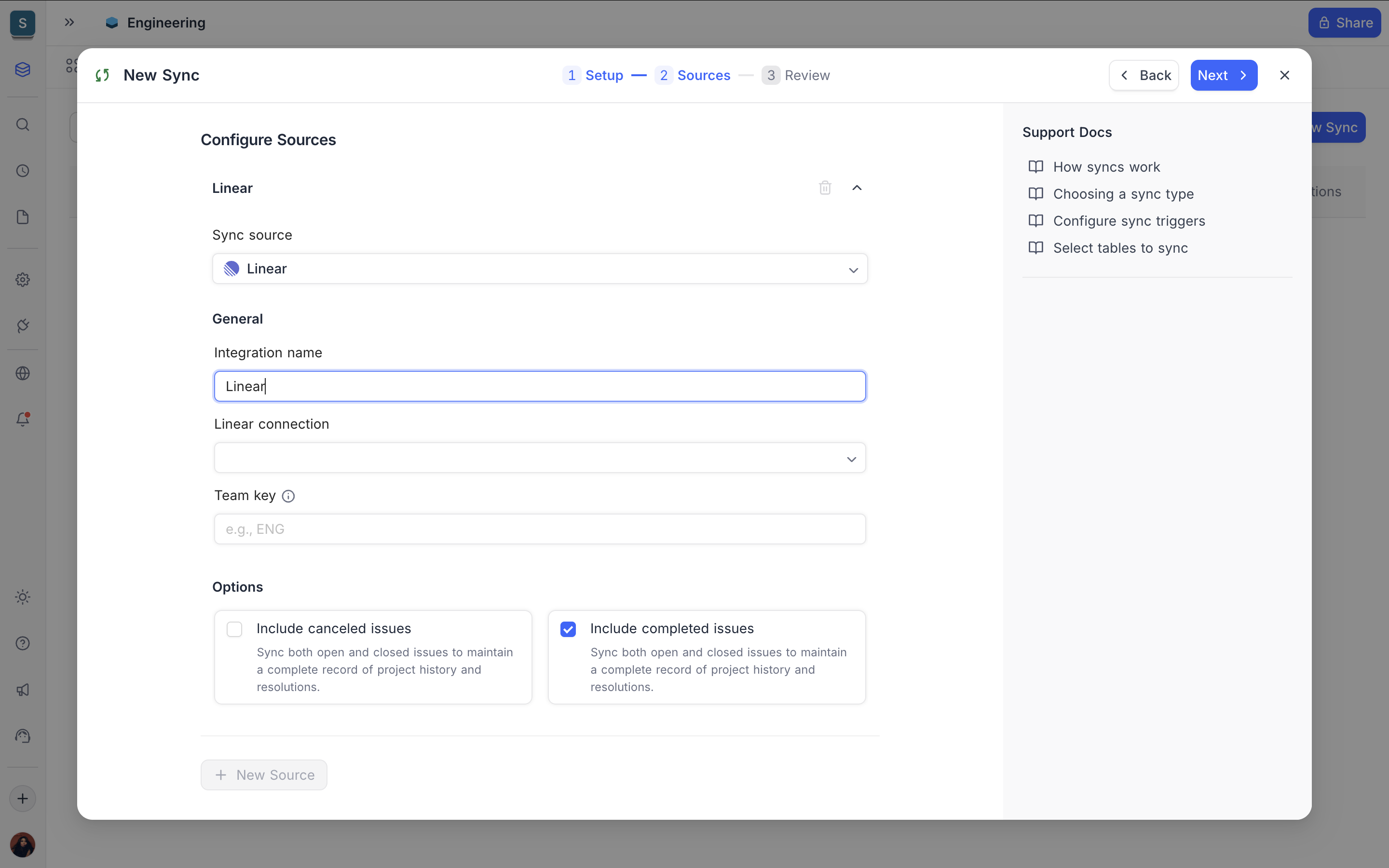Linear Ticketing Sync Configuration