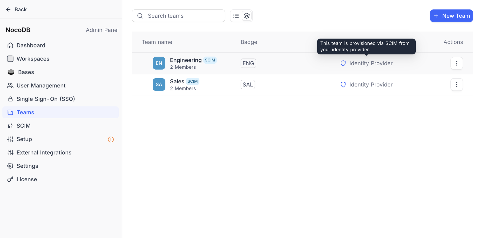 SCIM-provisioned teams