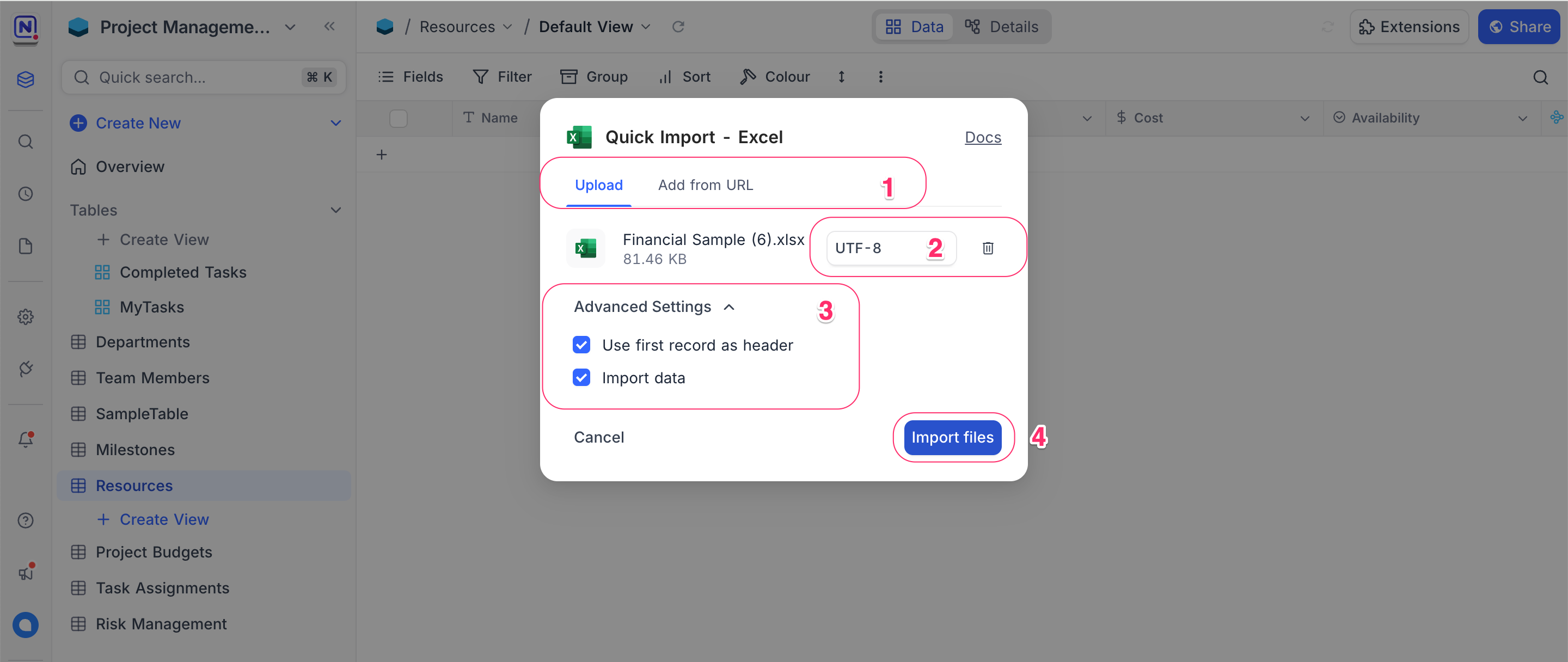 import data