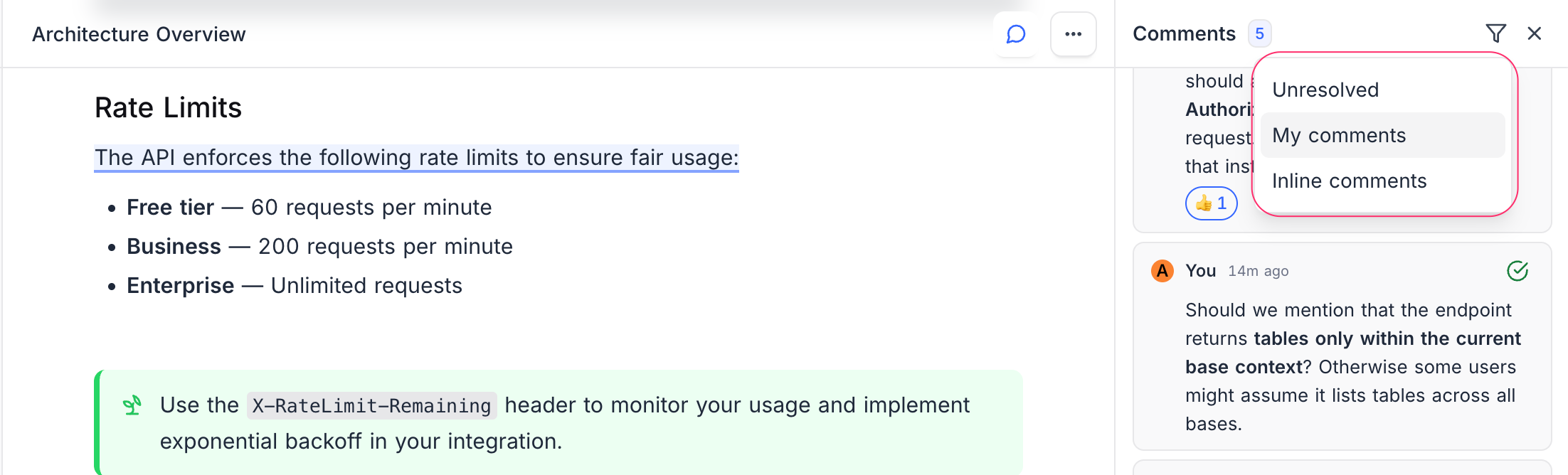 comments filter