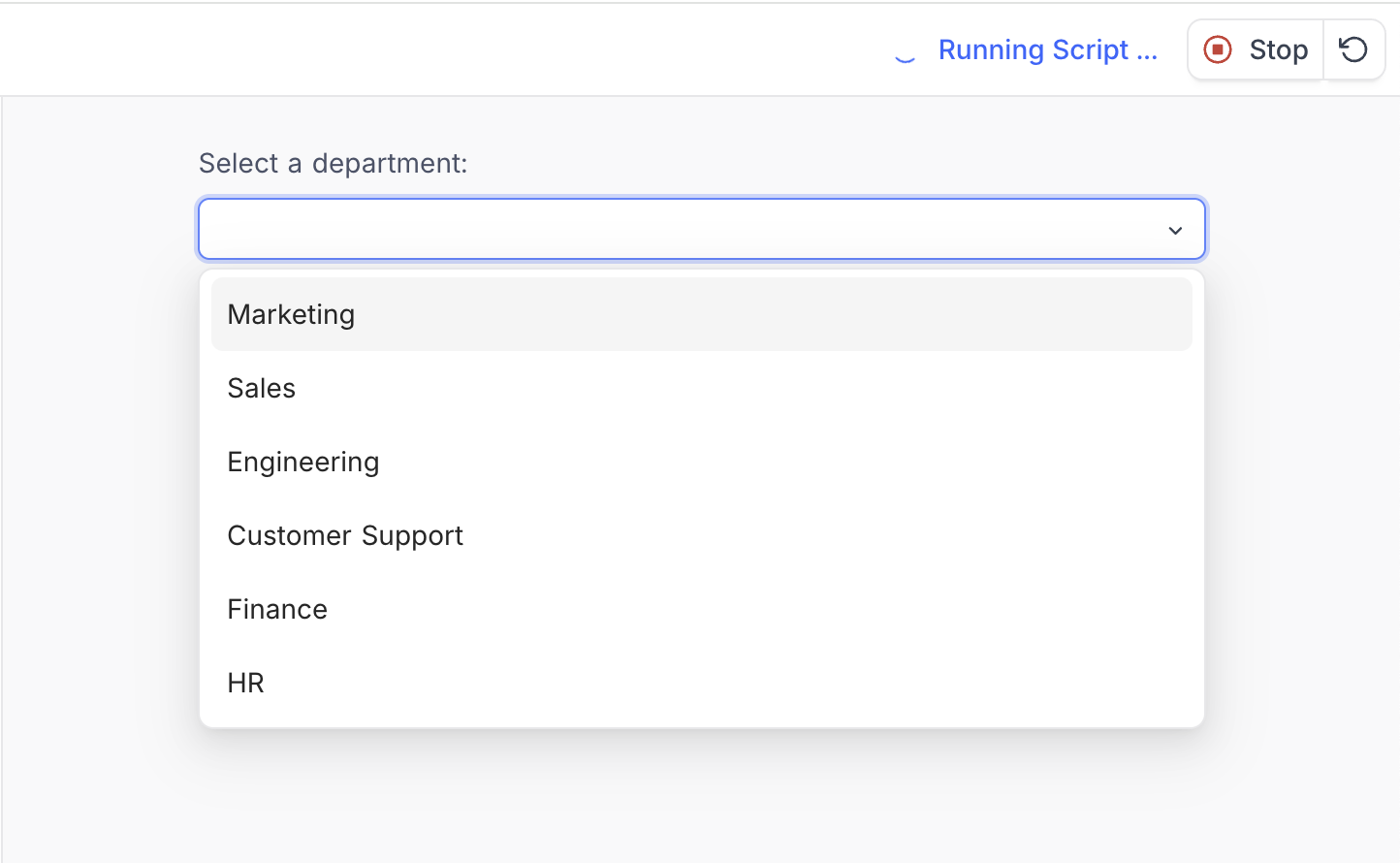 Select Input Example
