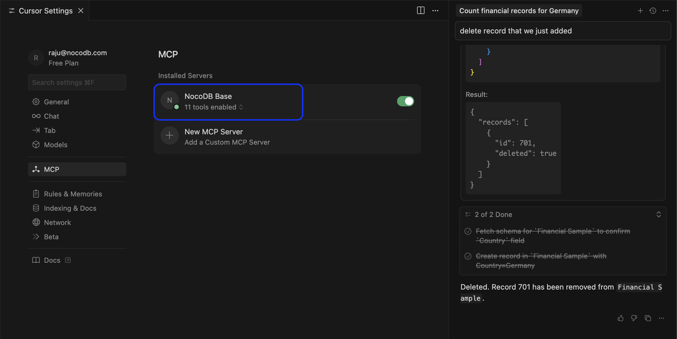 Cursor MCP Settings