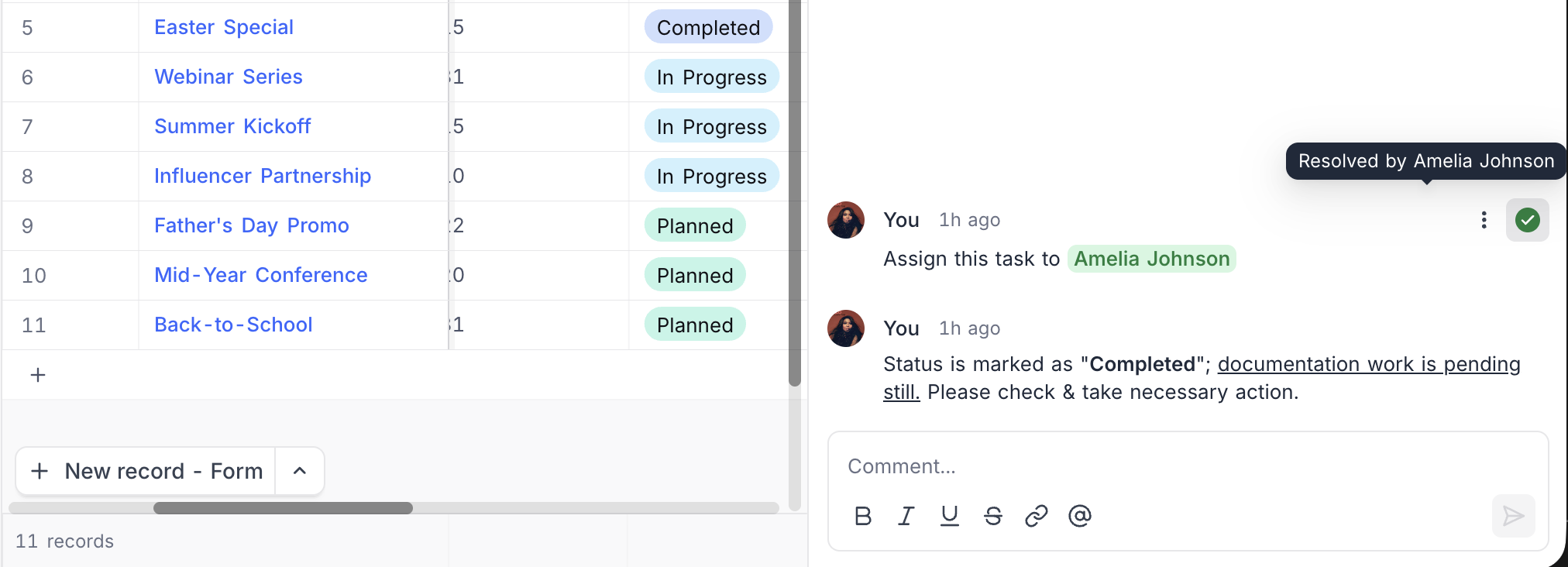 Resolved comment tooltip