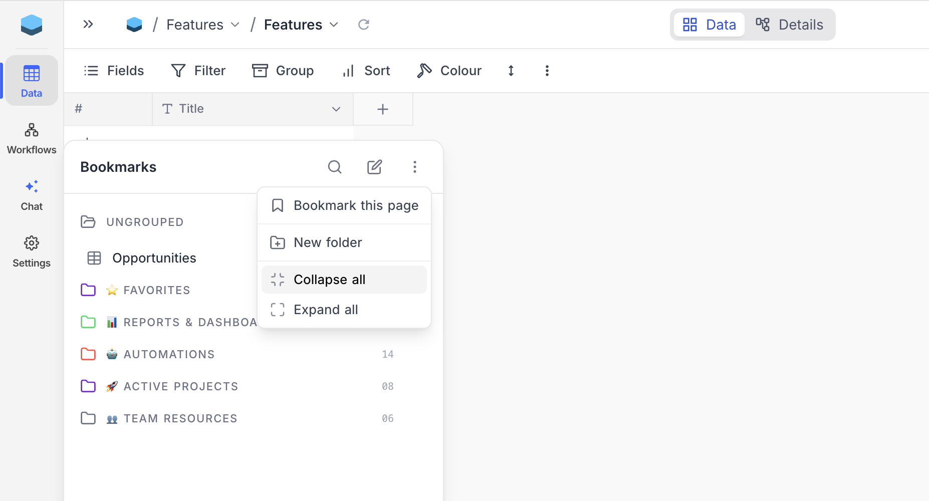 Collapse all and Expand all in the flyout header menu