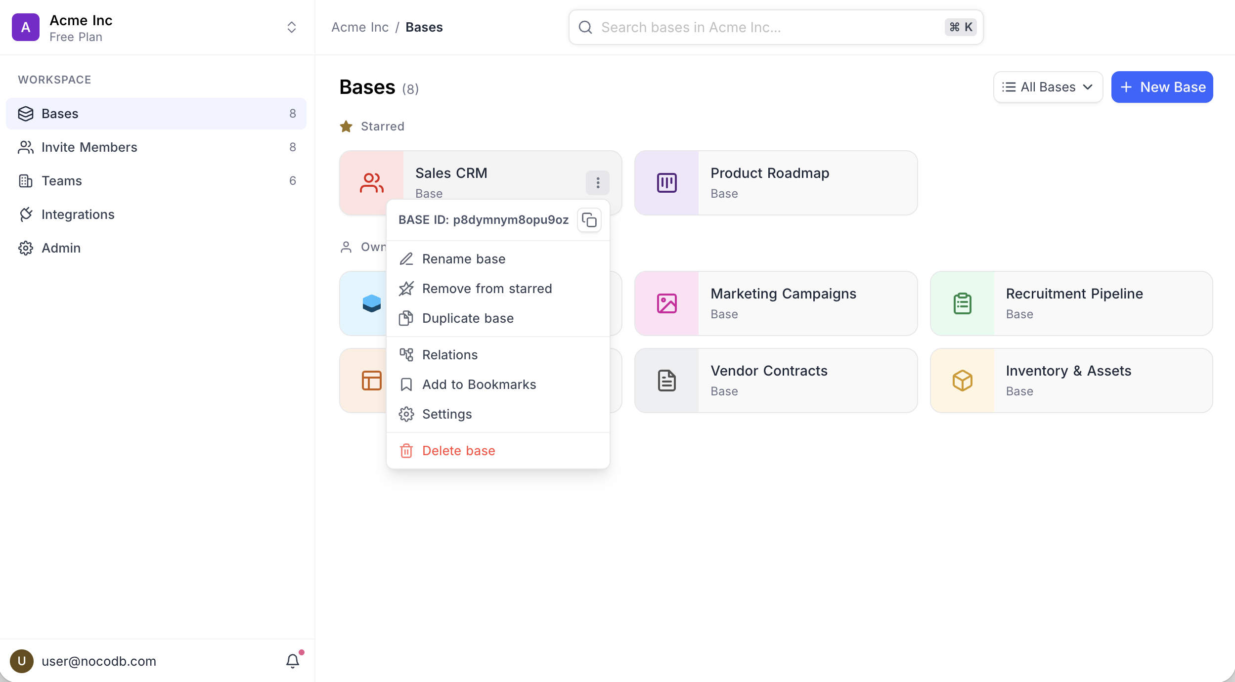 base context menu