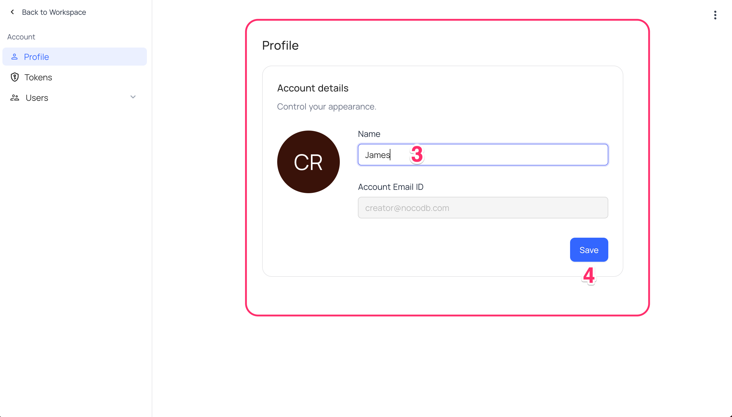 profile page