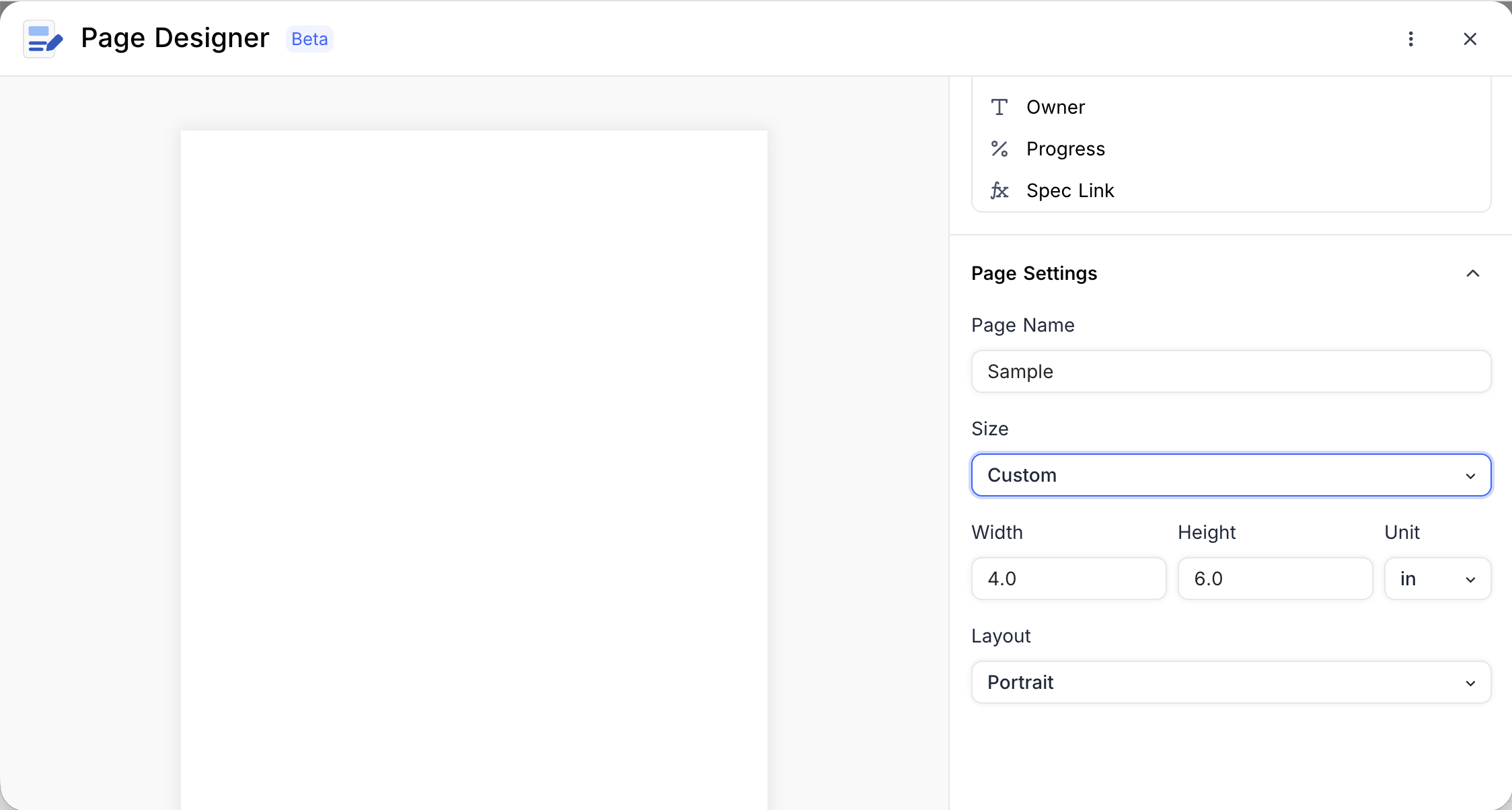 Custom page size
