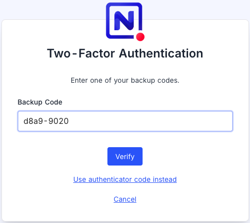 Sign in with backup code